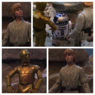 LUKE: "No. It's alright, but I think we'd better go." Suddenly the little robot jumps to life with a mass of frantic whistles and screams. LUKE: "What's wrong with him now?" THREEPIO: "He says there are several creatures approaching from the southeast." LUKE: "Sandpeople! Or worst!" #starwars #anhwt #starwarstoycrew #jbscrew #blackdeathcrew #starwarstoypix #starwarstoyfigs #toyshelf 